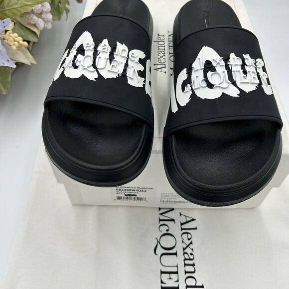 Menzel Alexander McQueen rubber graffiti pool slide size 42.5 made in Italy - Picture 4 of 9